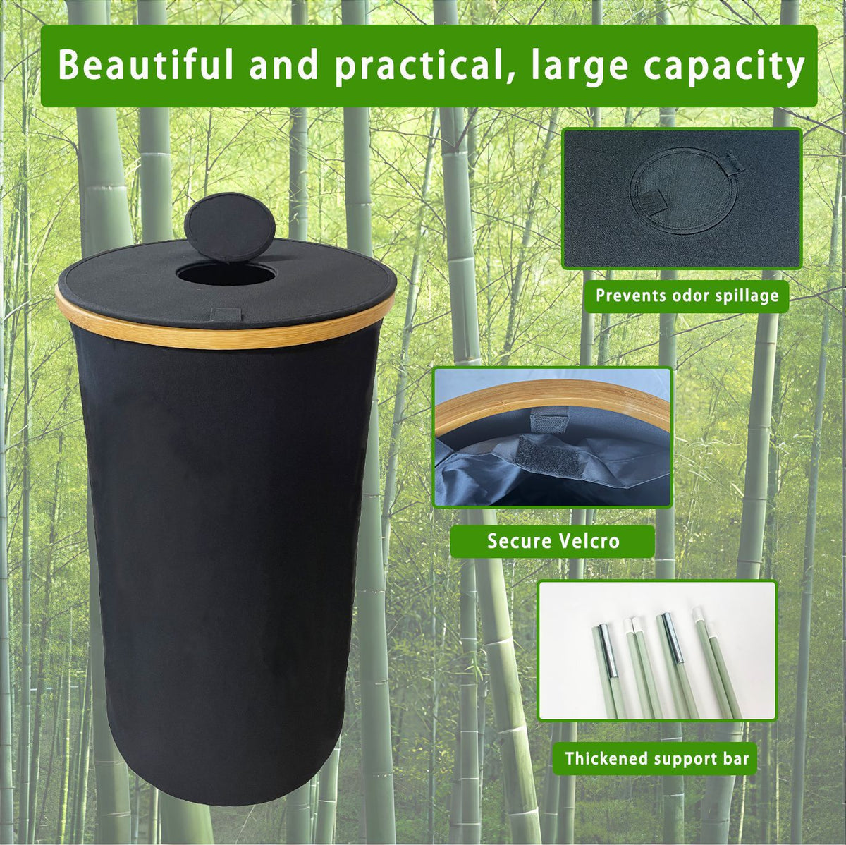 Waste Bin with Bamboo Lid | High & Bury