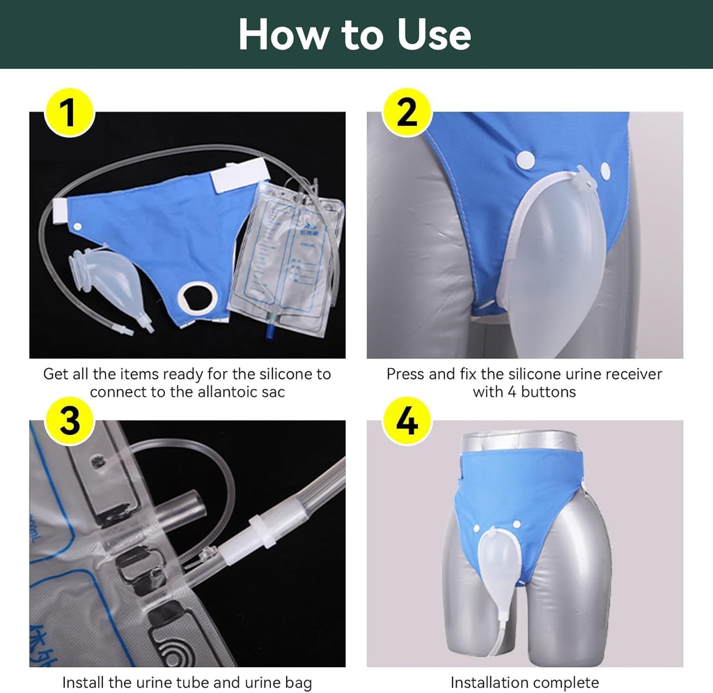 Wearable Urine Collector with 100 cm Tube and 1000 mL & 2000 mL Bags, view 2