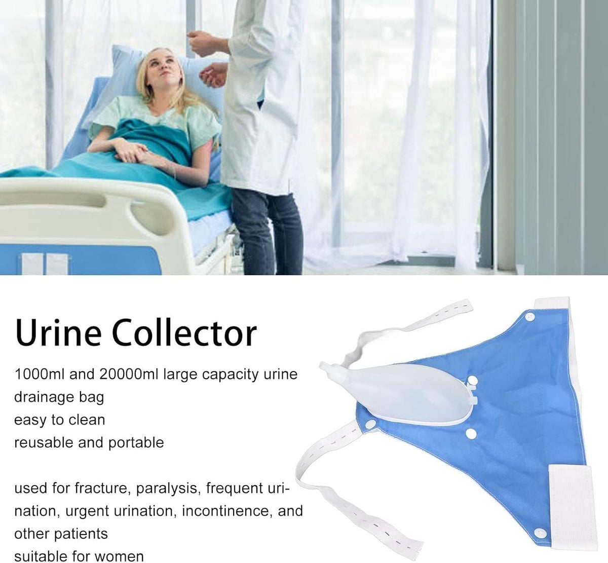Wearable Urine Collector with 100 cm Tube and 1000 mL & 2000 mL Bags, view 6