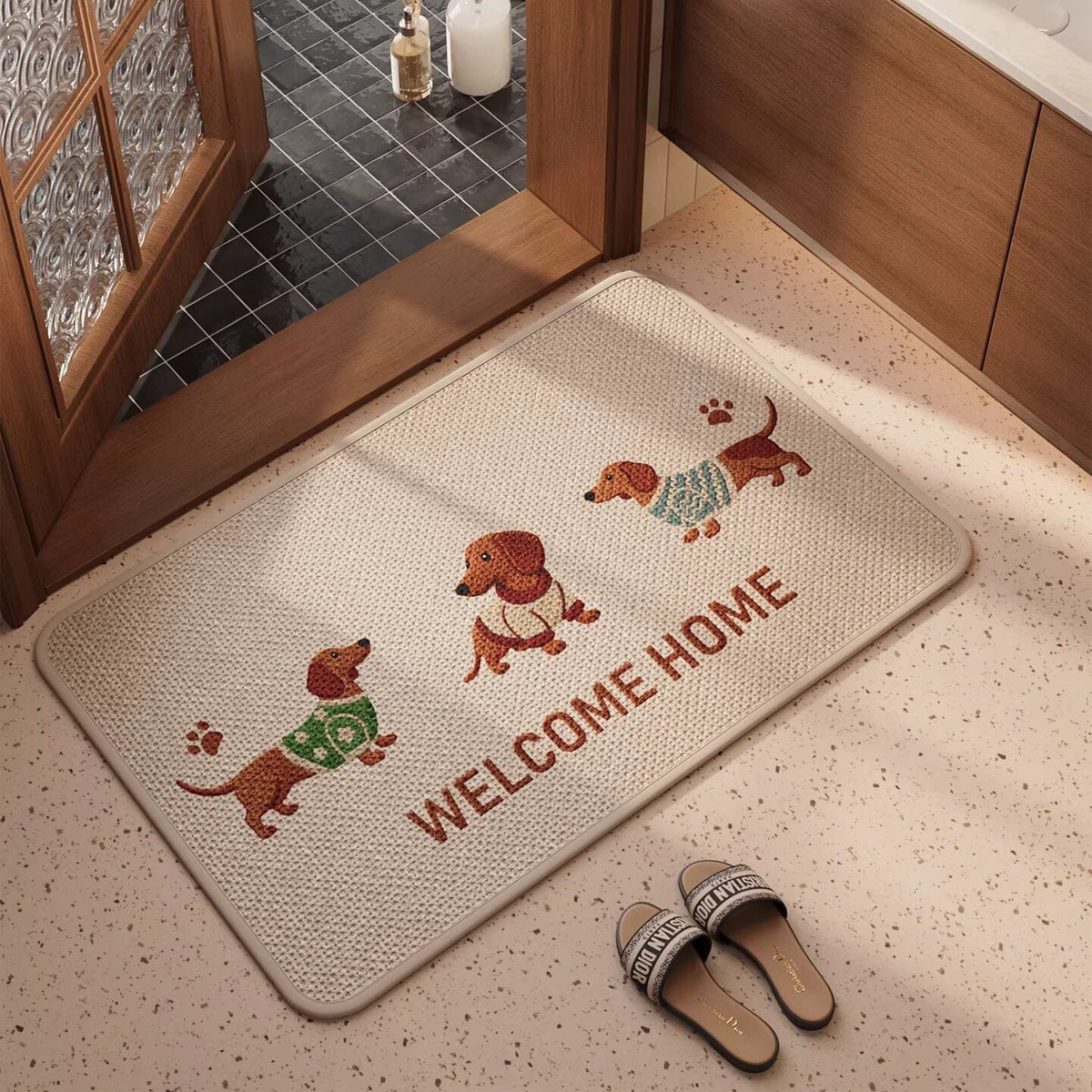 Welcome Mat with Cute Dog Design | High & Bury
