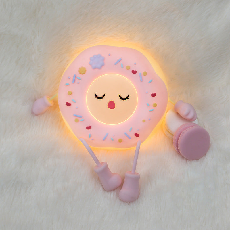 Whimsical Silicone-Shaped LED Night Light in Donut Form with Flexible Limbs | High & Bury