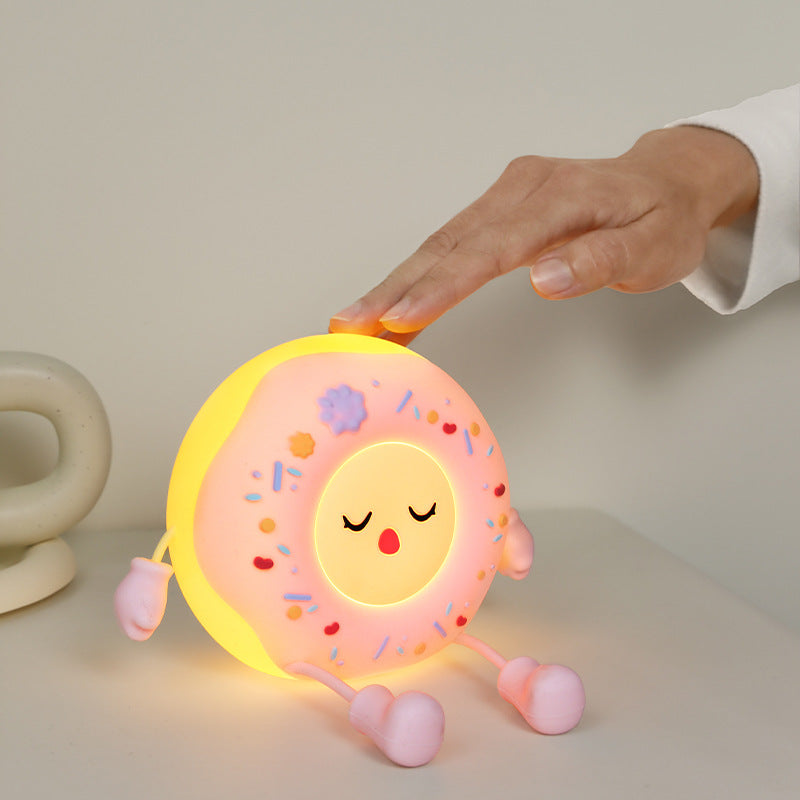 Whimsical Silicone-Shaped LED Night Light in Donut Form with Flexible Limbs | High & Bury