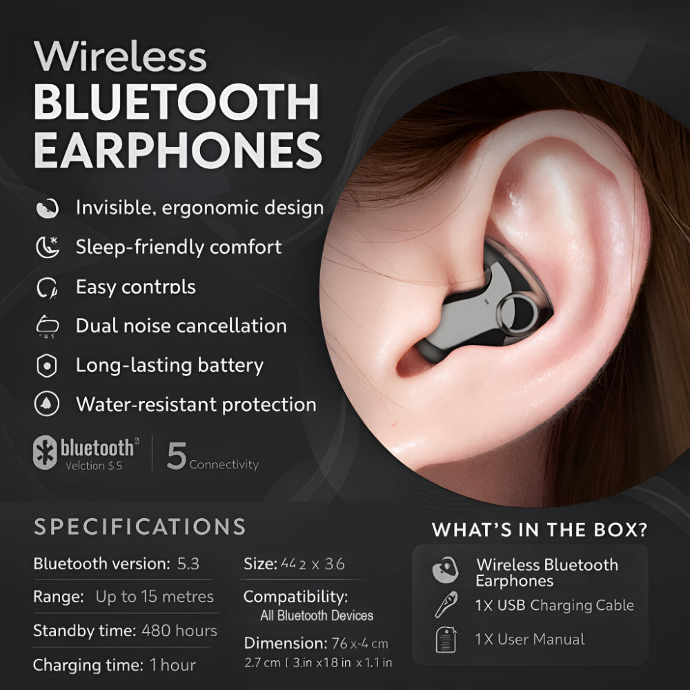 Wireless Bluetooth In-Ear Earphones with Charging Case, Bluetooth 5.3, view 3