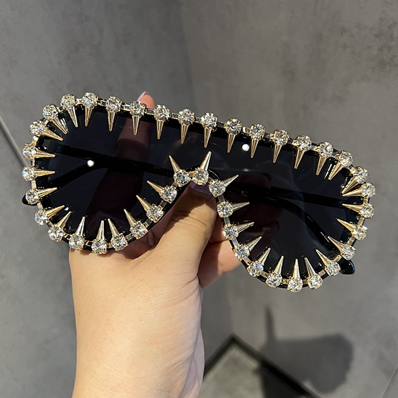 Women's Cat-Eye Sunglasses with Plastic Frame and Rhinestone Accents, view 2