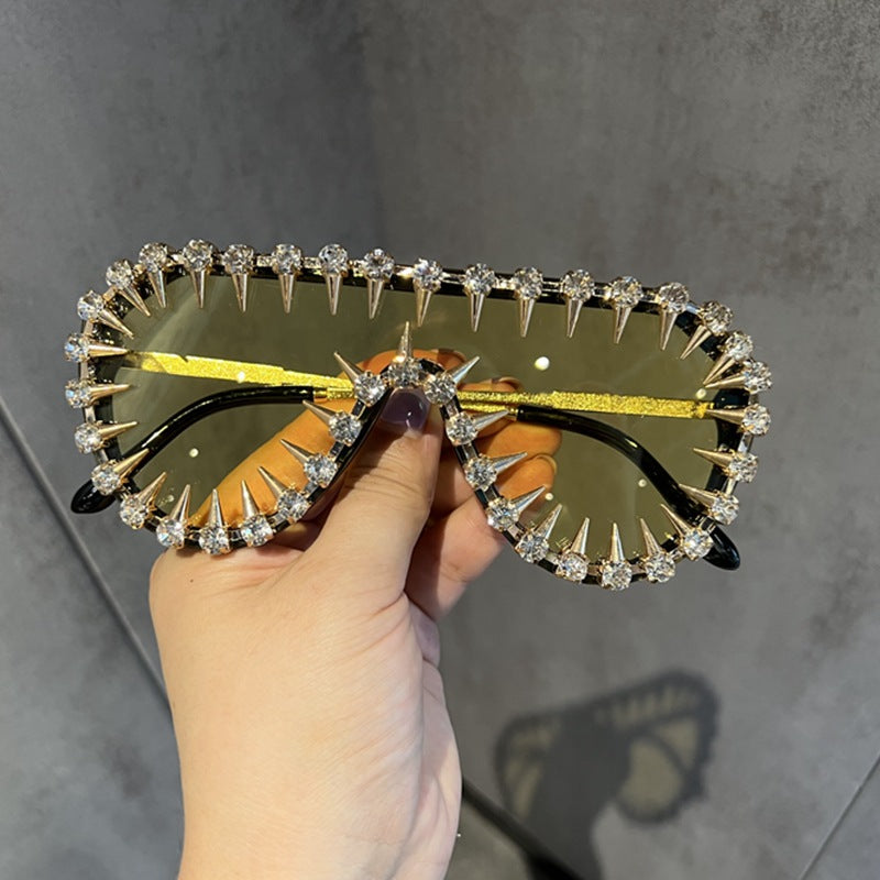 Women's Cat-Eye Sunglasses with Plastic Frame and Rhinestone Accents, view 4
