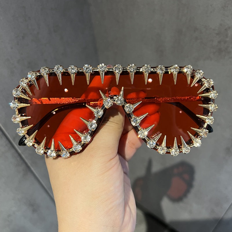 Women's Cat-Eye Sunglasses with Plastic Frame and Rhinestone Accents, view 5