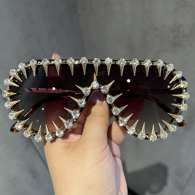 Women's Cat-Eye Sunglasses with Plastic Frame and Rhinestone Accents