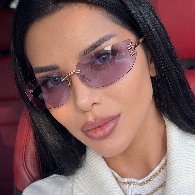Women's Futuristic Sunglasses with Elaborate Frame and UV Protection, view 3