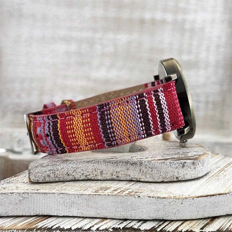Women's Vintage Bronze Dial Watch with Woven PU Leather Strap, view 3