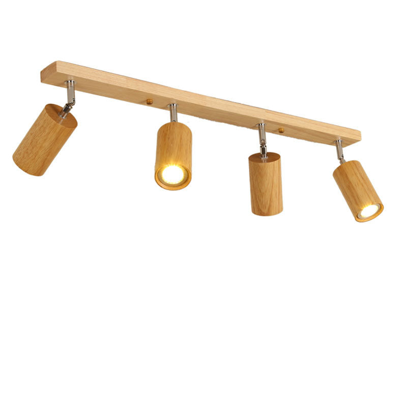 Wood Beam Ceiling Rail with Adjustable Cylinder Spotlights | High & Bury