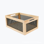 Wood Storage Box with Decorative Mesh Elements | High & Bury