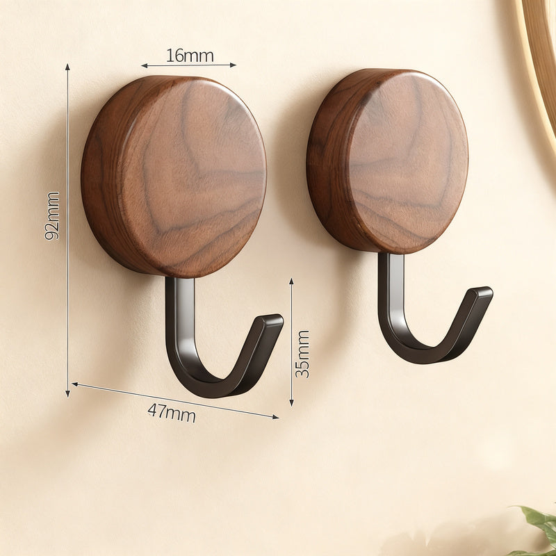 Wooden Coat Rack with Adhesive Surface, Walnut-Look Finish, view 4