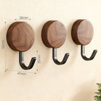 Wooden Coat Rack with Adhesive Surface, Walnut-Look Finish, view 6
