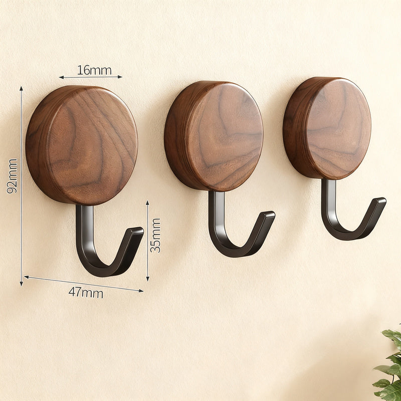 Wooden Coat Rack with Adhesive Surface, Walnut-Look Finish, view 6