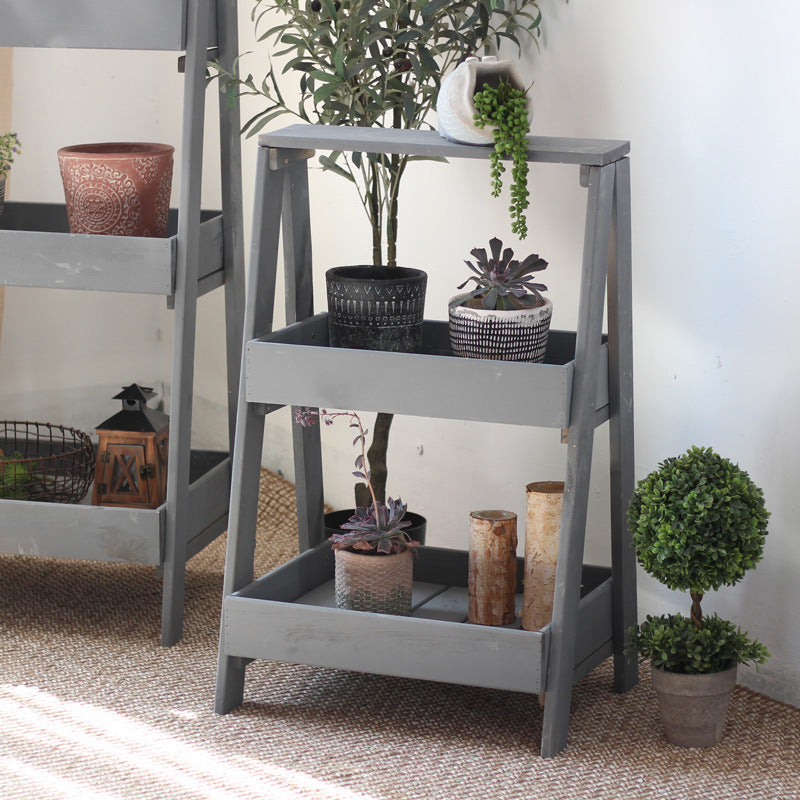 Wooden Shelf Gray White | High & Bury