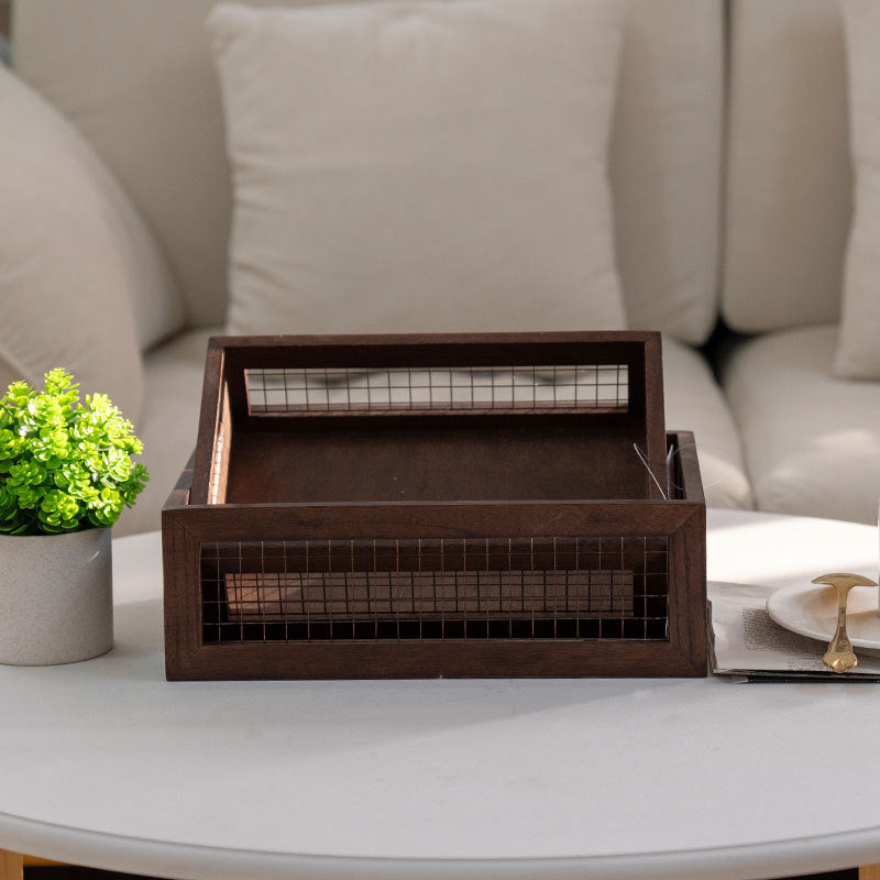 Wooden Storage Box with Metal Grid | High & Bury