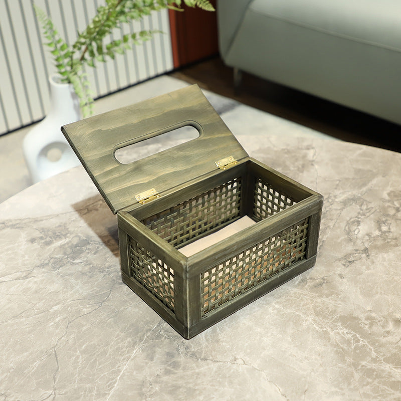 Wooden Tissue Box with Woven | High & Bury