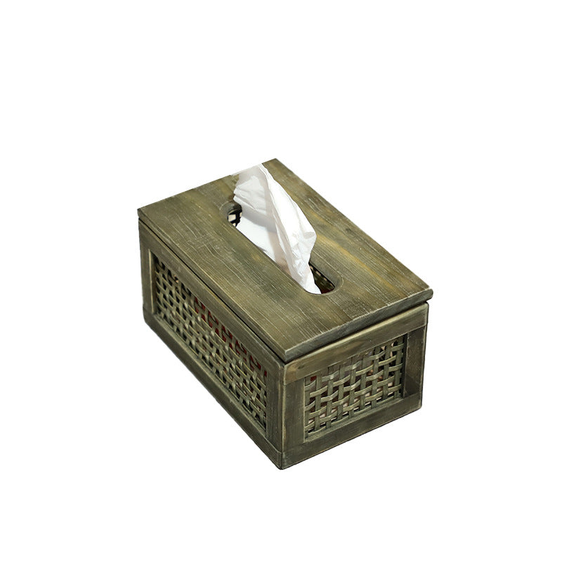 Wooden Tissue Box with Woven | High & Bury