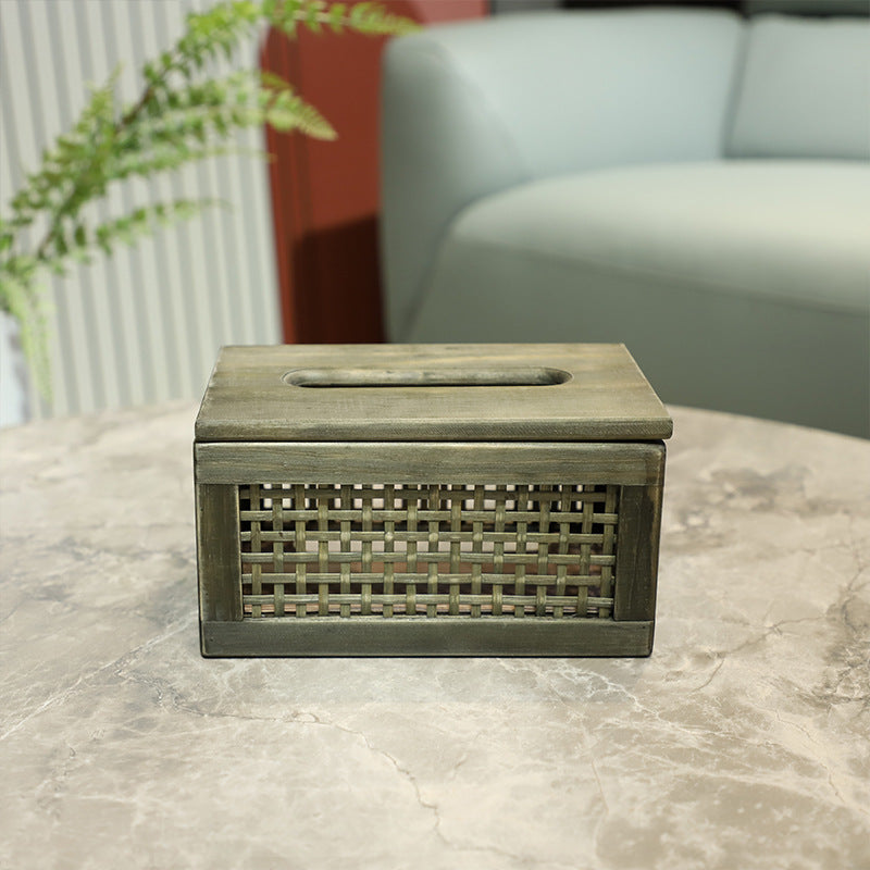 Wooden Tissue Box with Woven | High & Bury