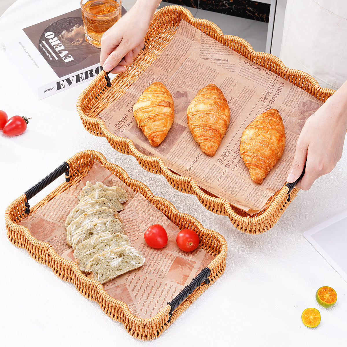 Woven Decorative Serving Tray | High & Bury