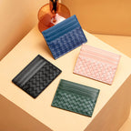 Woven Leather Card Holder with Multiple Card Slots and Slim Pocket Design, view 2