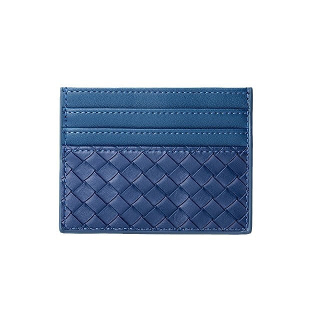 Woven Leather Card Holder with Multiple Card Slots and Slim Pocket Design, view 3