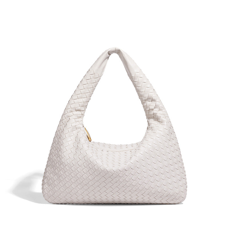 Woven Leather Hobo Bag with Shoulder Strap for Work or Casual Outings, view 2