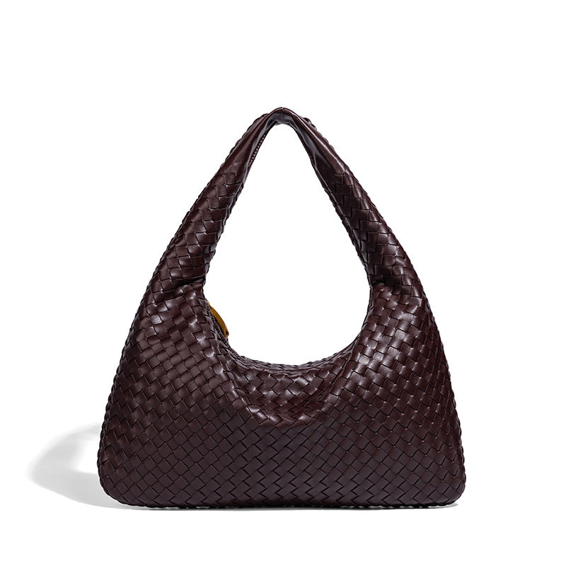 Woven Leather Hobo Bag with Shoulder Strap for Work or Casual Outings, view 3