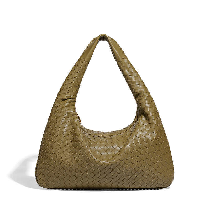 Woven Leather Hobo Bag with Shoulder Strap for Work or Casual Outings, view 4