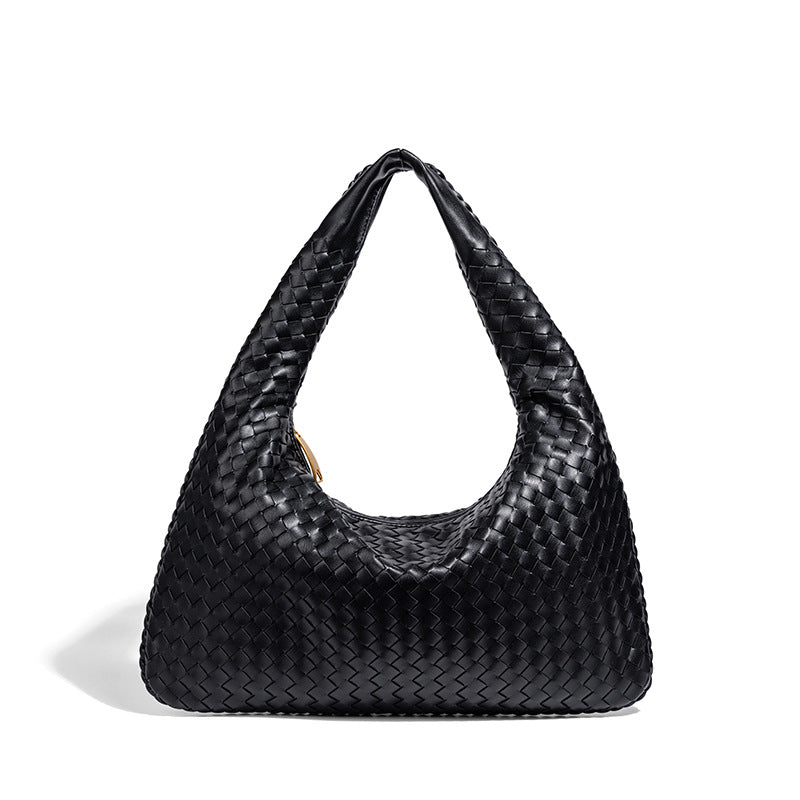 Woven Leather Hobo Bag with Shoulder Strap for Work or Casual Outings, view 6
