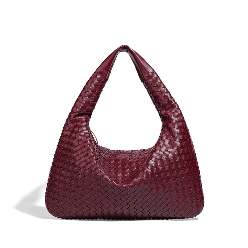 Woven Leather Hobo Bag with Shoulder Strap for Work or Casual Outings