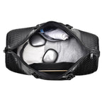 Woven Leather Weekend Travel Duffle Bag with Adjustable Shoulder Strap, view 4