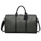 Woven Leather Weekend Travel Duffle Bag with Adjustable Shoulder Strap, view 6