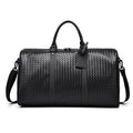 Woven Leather Weekend Travel Duffle Bag with Adjustable Shoulder Strap, view 8