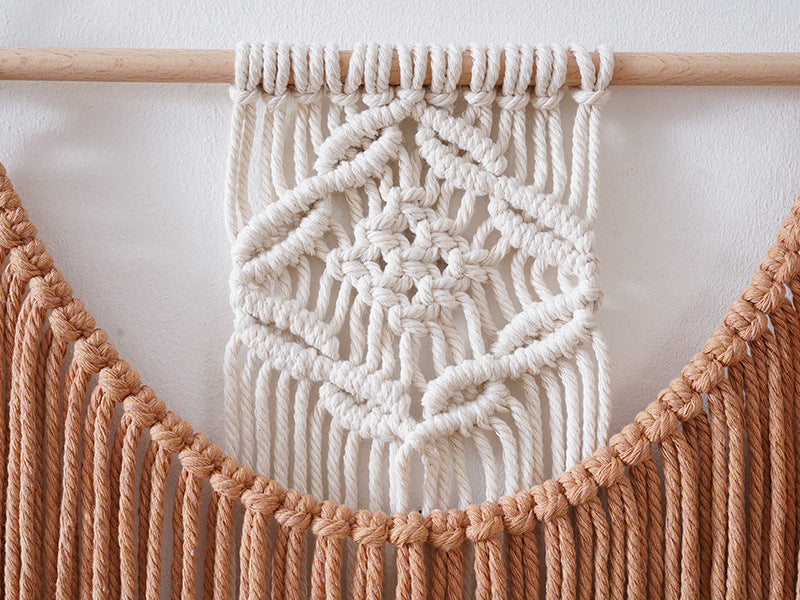 Woven Macrame Wall Tapestry Apricot | High & Bury