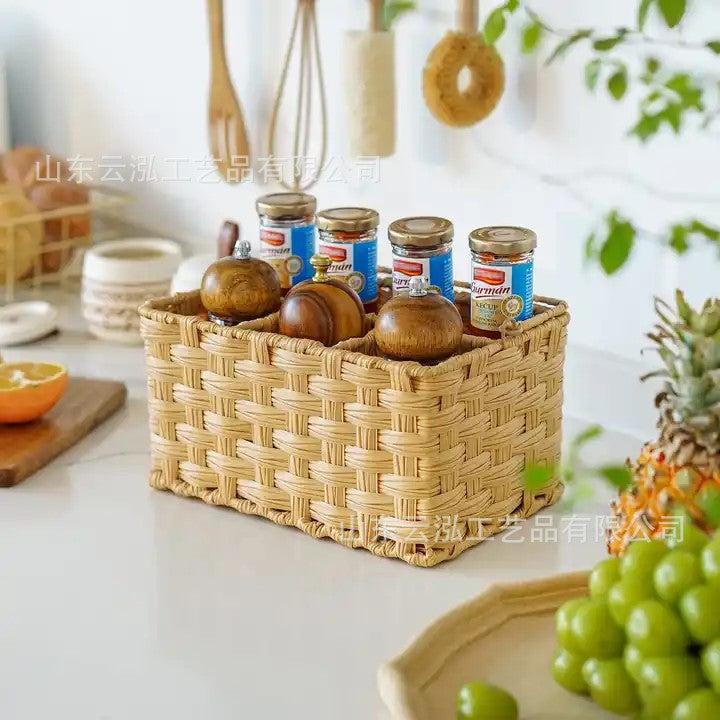 Woven Storage Basket Gray Khaki | High & Bury