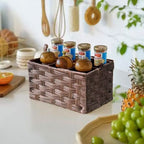 Woven Storage Basket Gray Khaki | High & Bury
