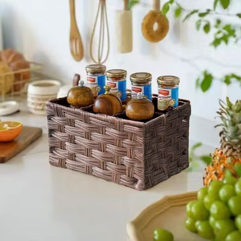 Woven Storage Basket Gray Khaki | High & Bury