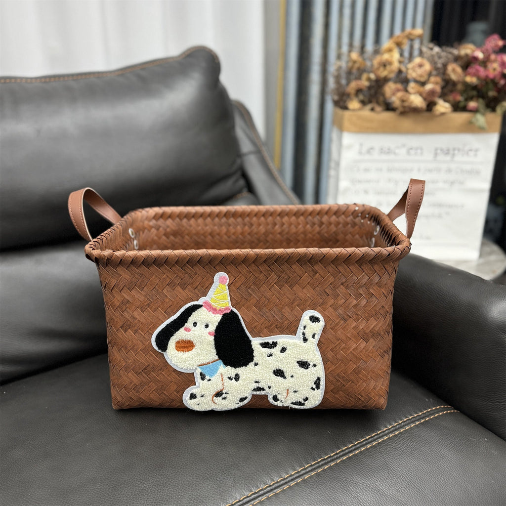 Woven Storage Basket Gray Red | High & Bury