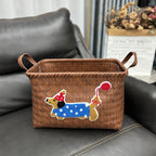 Woven Storage Basket Gray Red | High & Bury