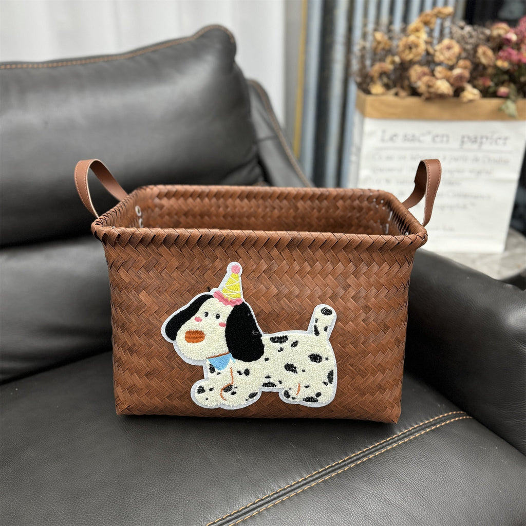 Woven Storage Basket Gray Red | High & Bury