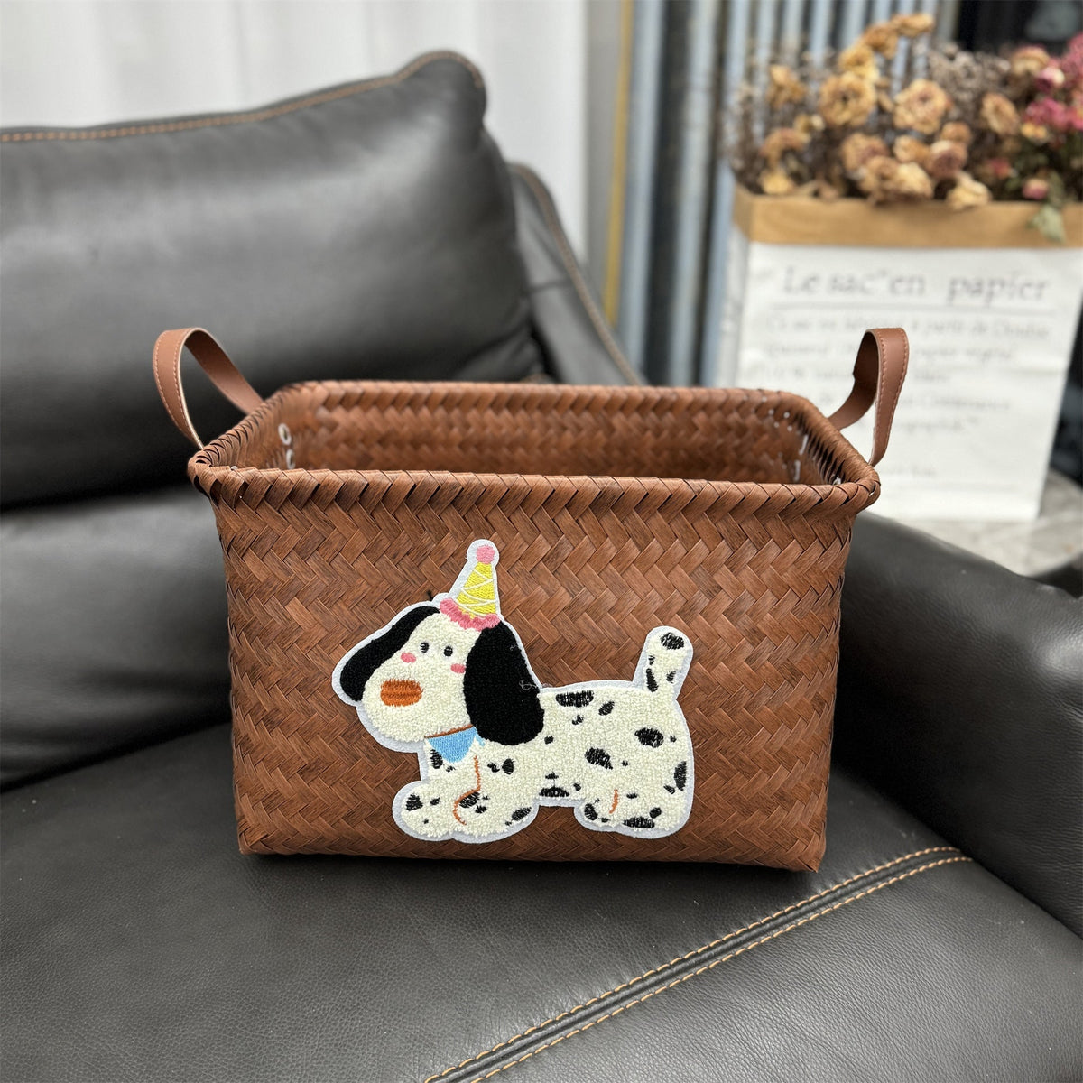 Woven Storage Basket Gray Red | High & Bury