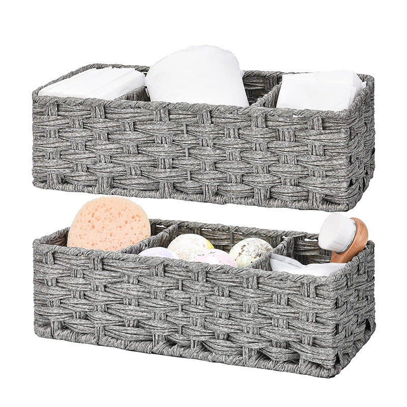 Woven Storage Basket Set Brown Gray | High & Bury