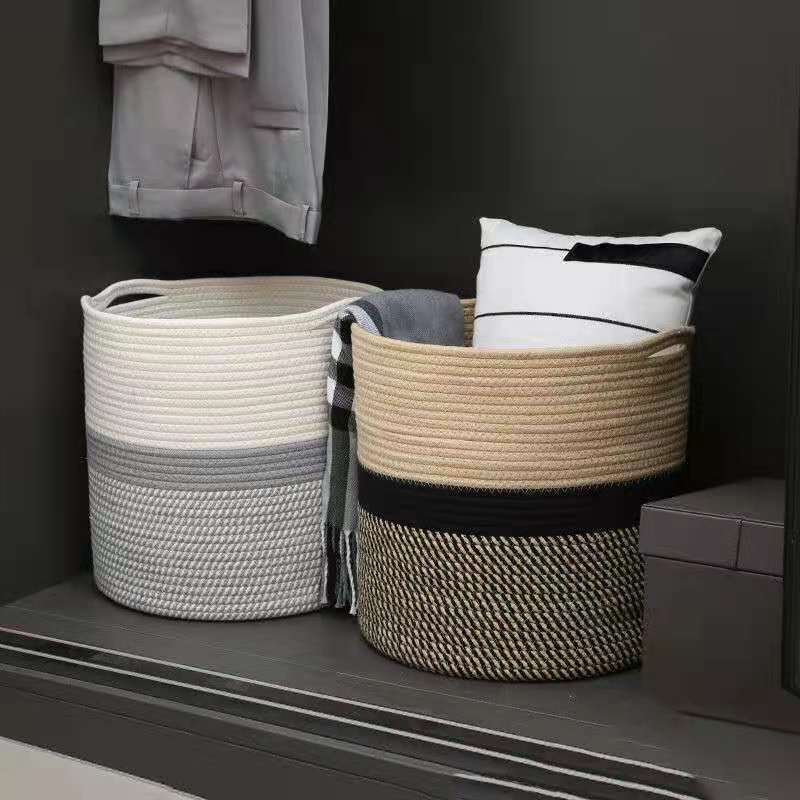 Woven Storage Basket White Gray | High & Bury