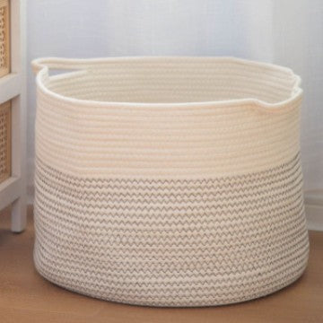 Woven Storage Basket White Gray | High & Bury