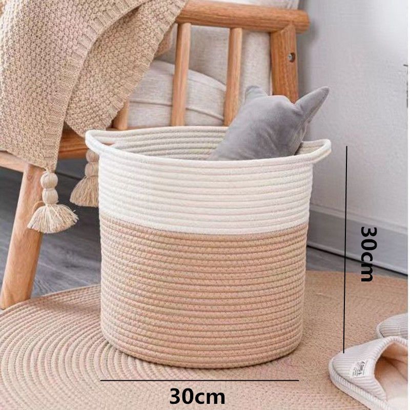 Woven Storage Basket White Gray | High & Bury