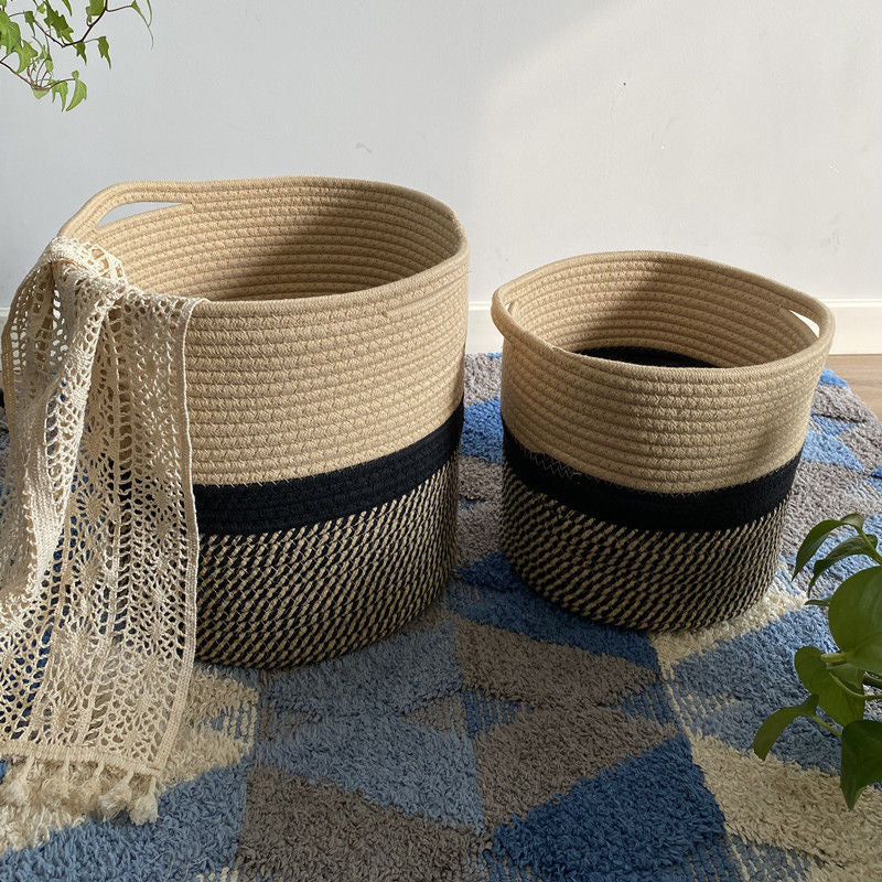 Woven Storage Basket White Gray | High & Bury