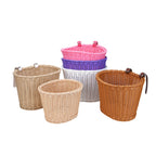 Woven Storage Basket with Leather Straps | High & Bury