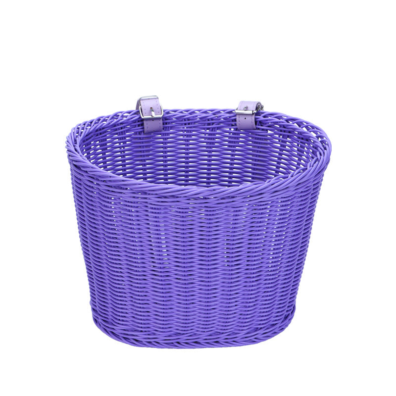 Woven Storage Basket with Leather Straps | High & Bury