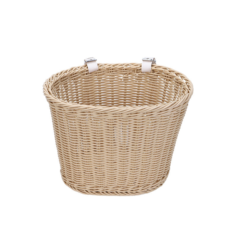 Woven Storage Basket with Leather Straps | High & Bury